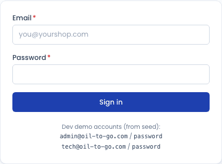 The Mobile Service Sync sign-in page